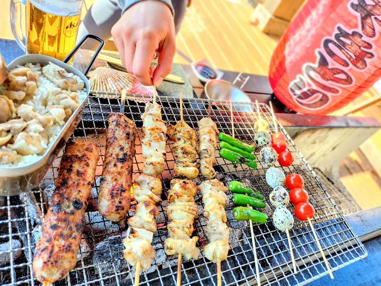 【楽天月末セール】＼ファミリーやグループに最適／子どもも楽しい炭火焼き鳥体験含む2食付グランドテント