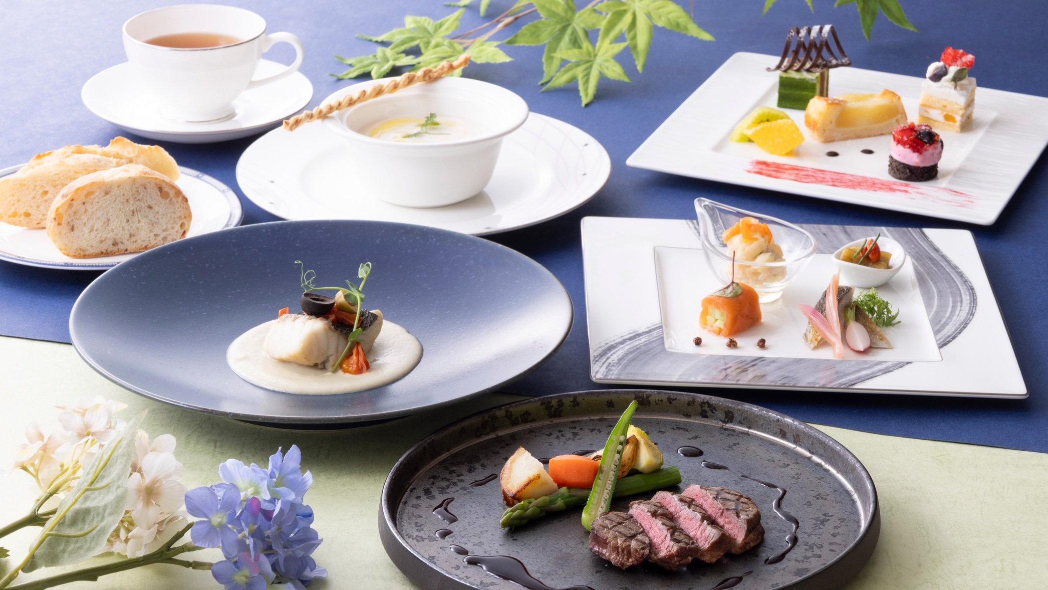 【２食付】ホテル最上階 フレンチレストラン  「お箸で召し上がるフレンチディナーコース」＆朝食付